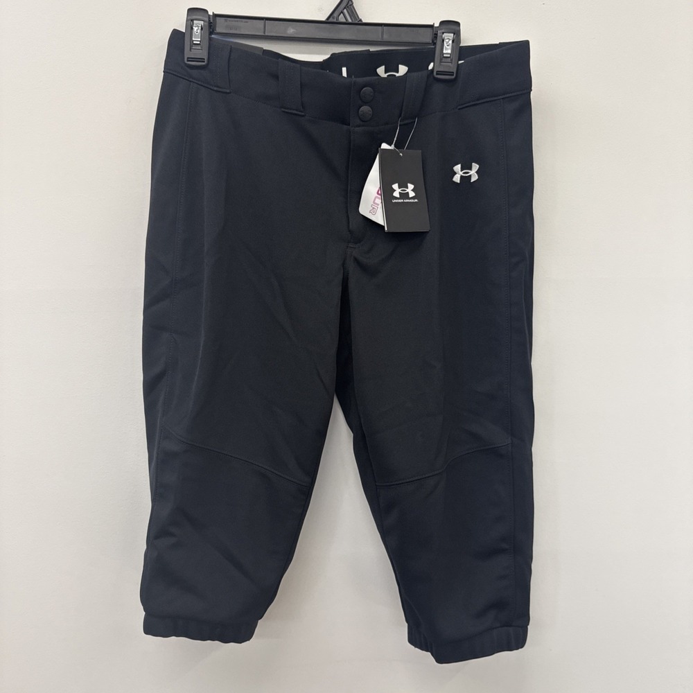 Under Armour‎ Girls Softball Baseball Pants -Black Cropped Loose 1375667 NWT